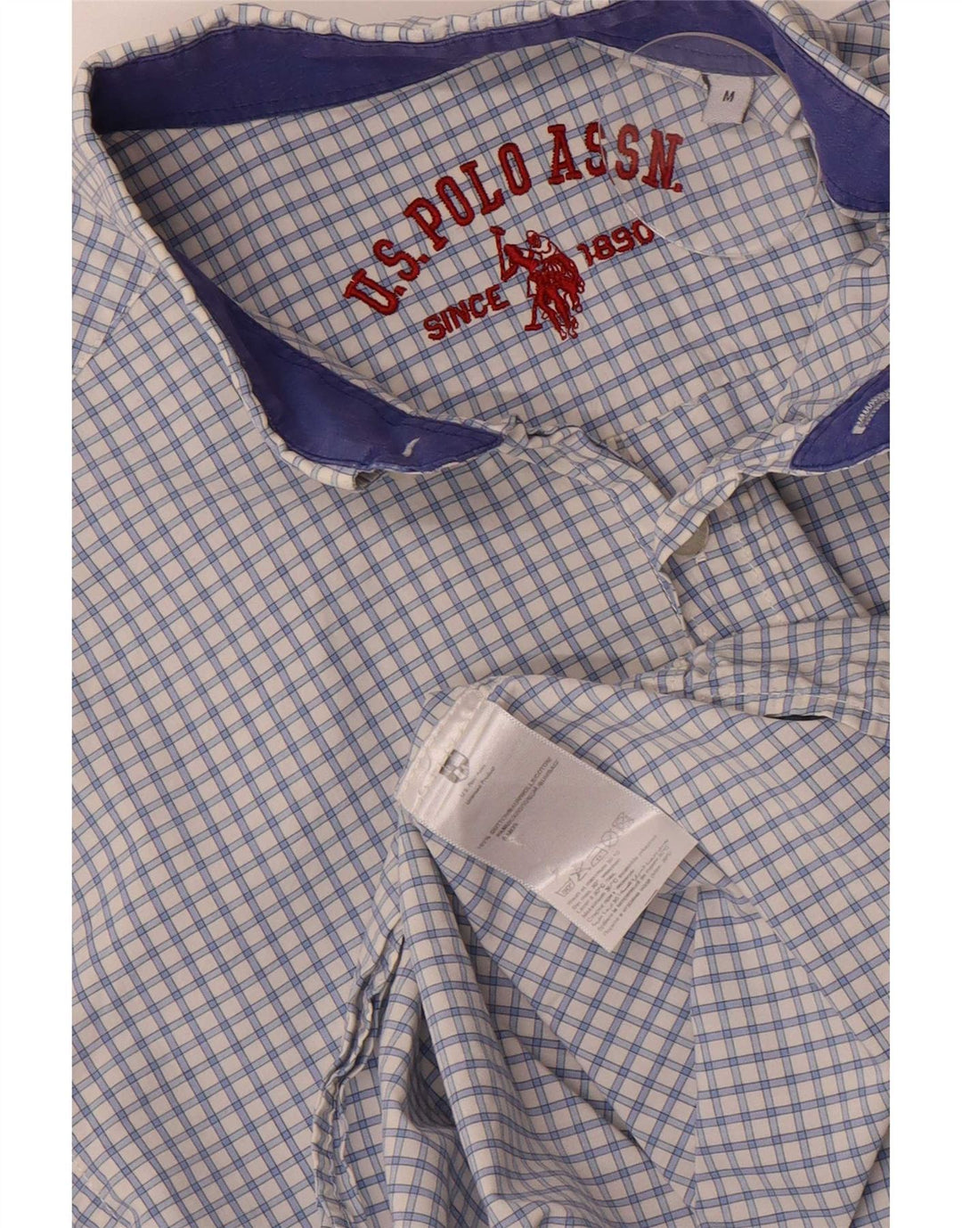 Polo Assn. Camicia da uomo in cotone a quadretti blu medio