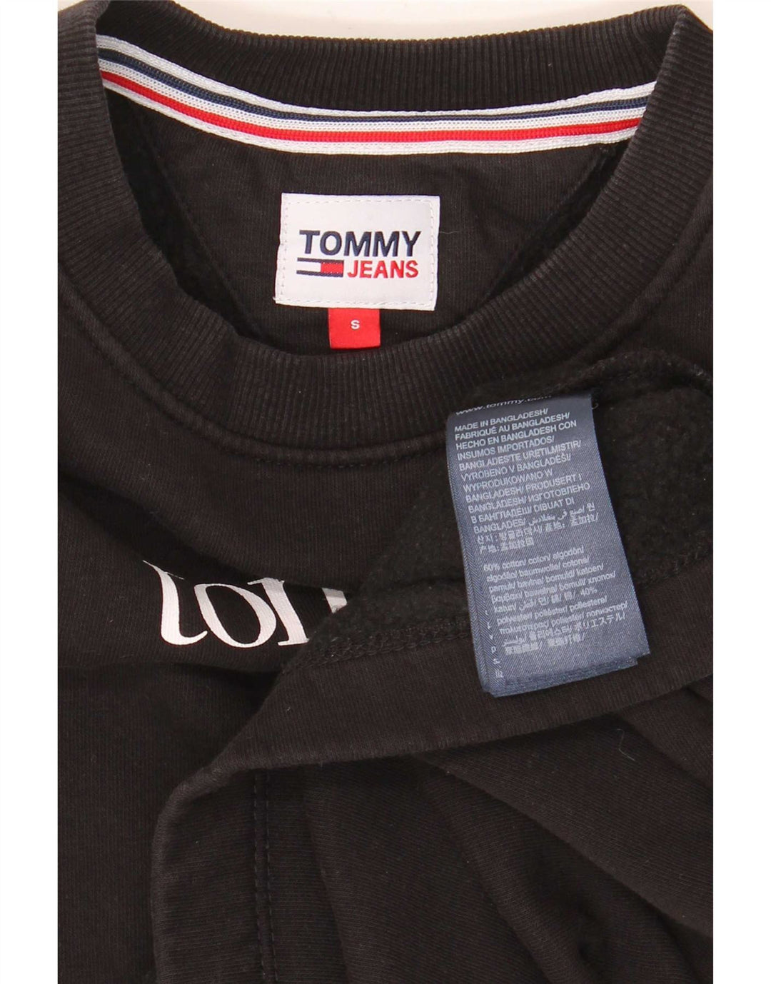 Felpa oversize con grafica da donna Tommy Hilfiger Maglione UK 10 Small Nero