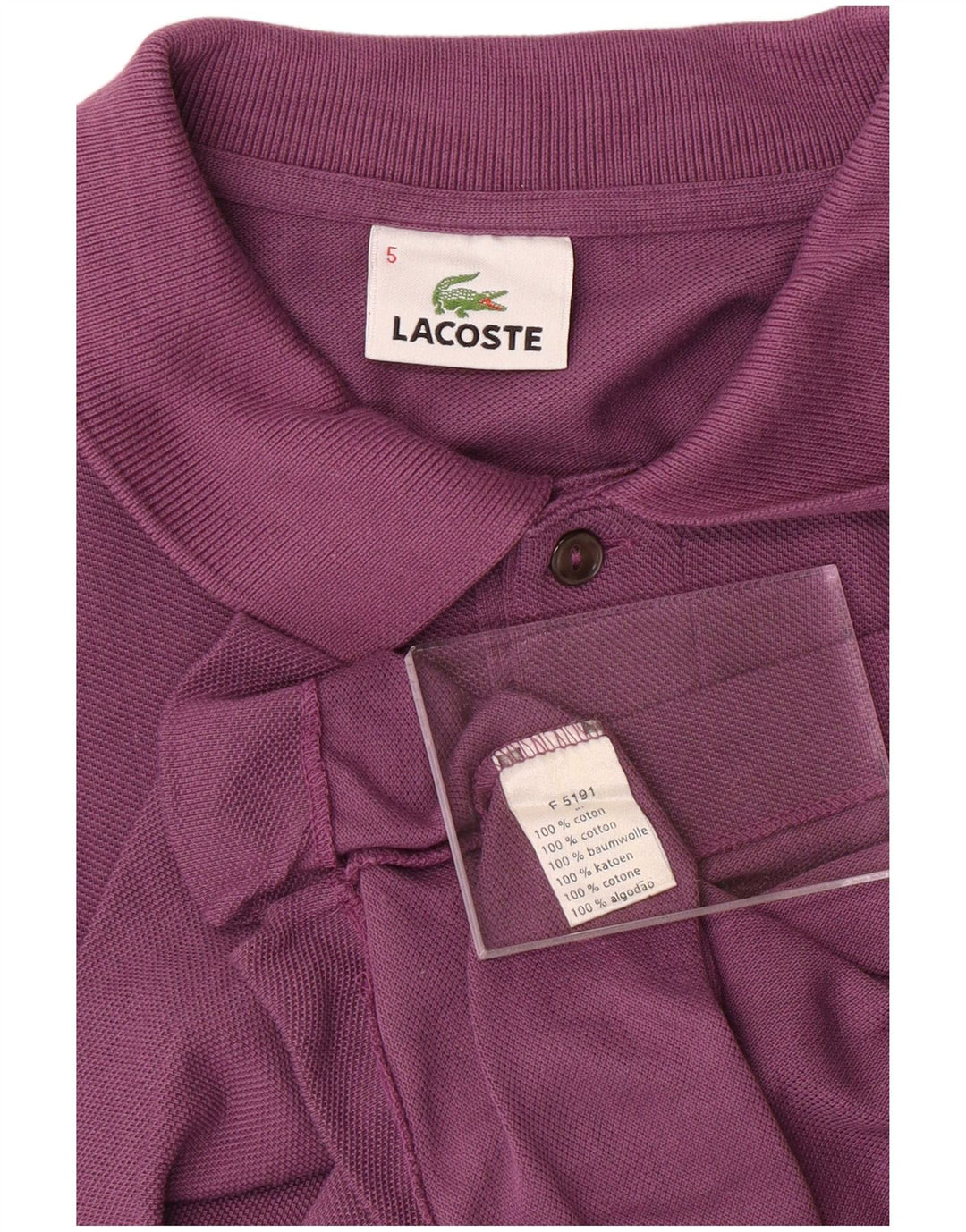 LACOSTE Mens Polo Shirt Size 5 Large Purple Cotton