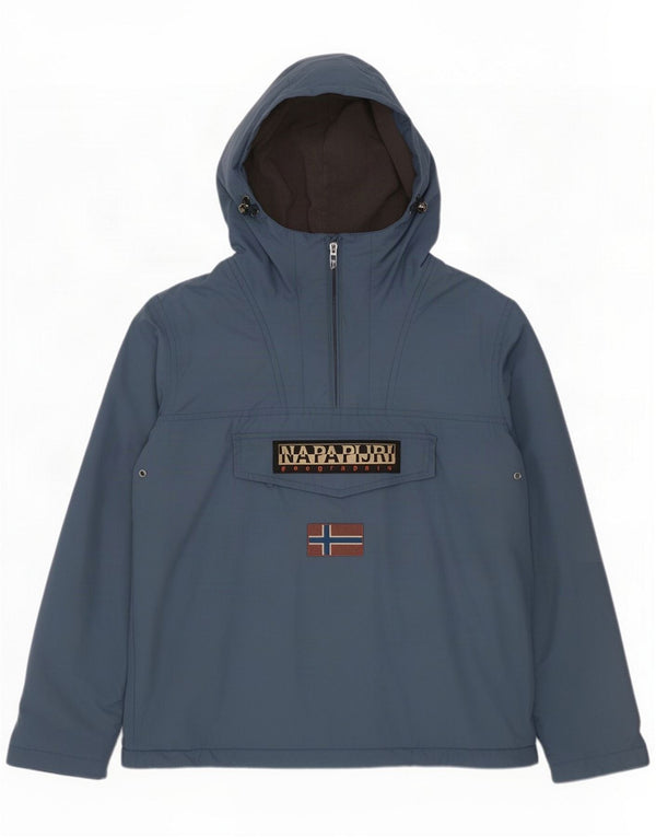 Giacca anorak con cappuccio con grafica geografica da uomo Napapijri UK 44 2XL Blu