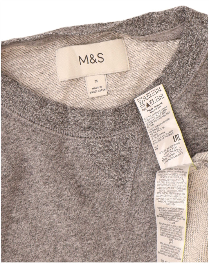Felpa da uomo Marks & Spencer in cotone grigio medio