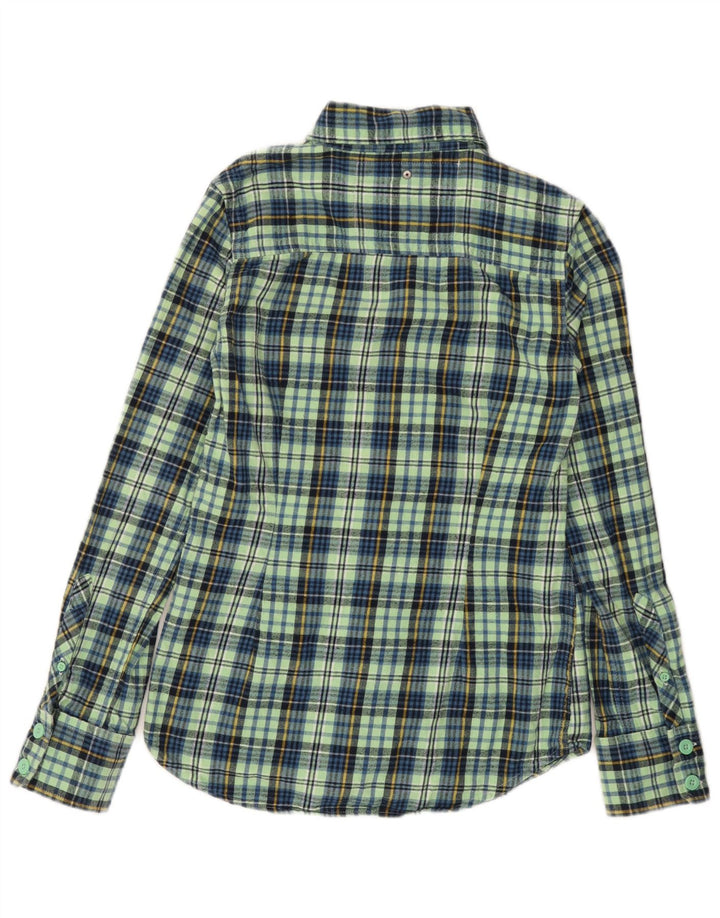 Camicia in flanella da donna SUPERDRY UK 10 piccolo cotone a quadri turchesi