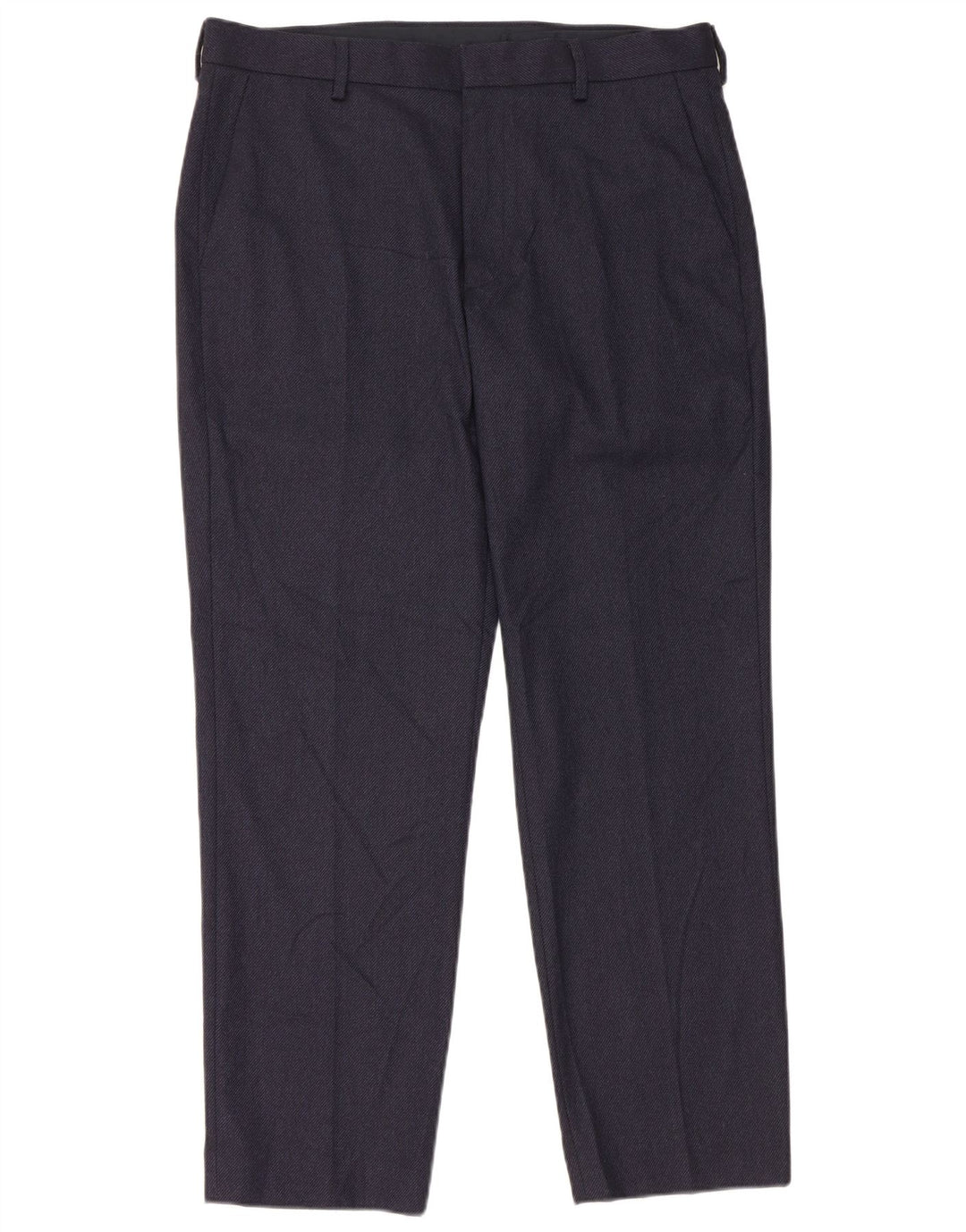 Pantaloni da abito dritti da uomo Marks & Spencer W34 L29 poliestere blu navy