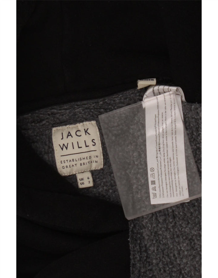 JACK WILLS Felpa con cappuccio grafica oversize da donna UK 6 XS Cotone nero