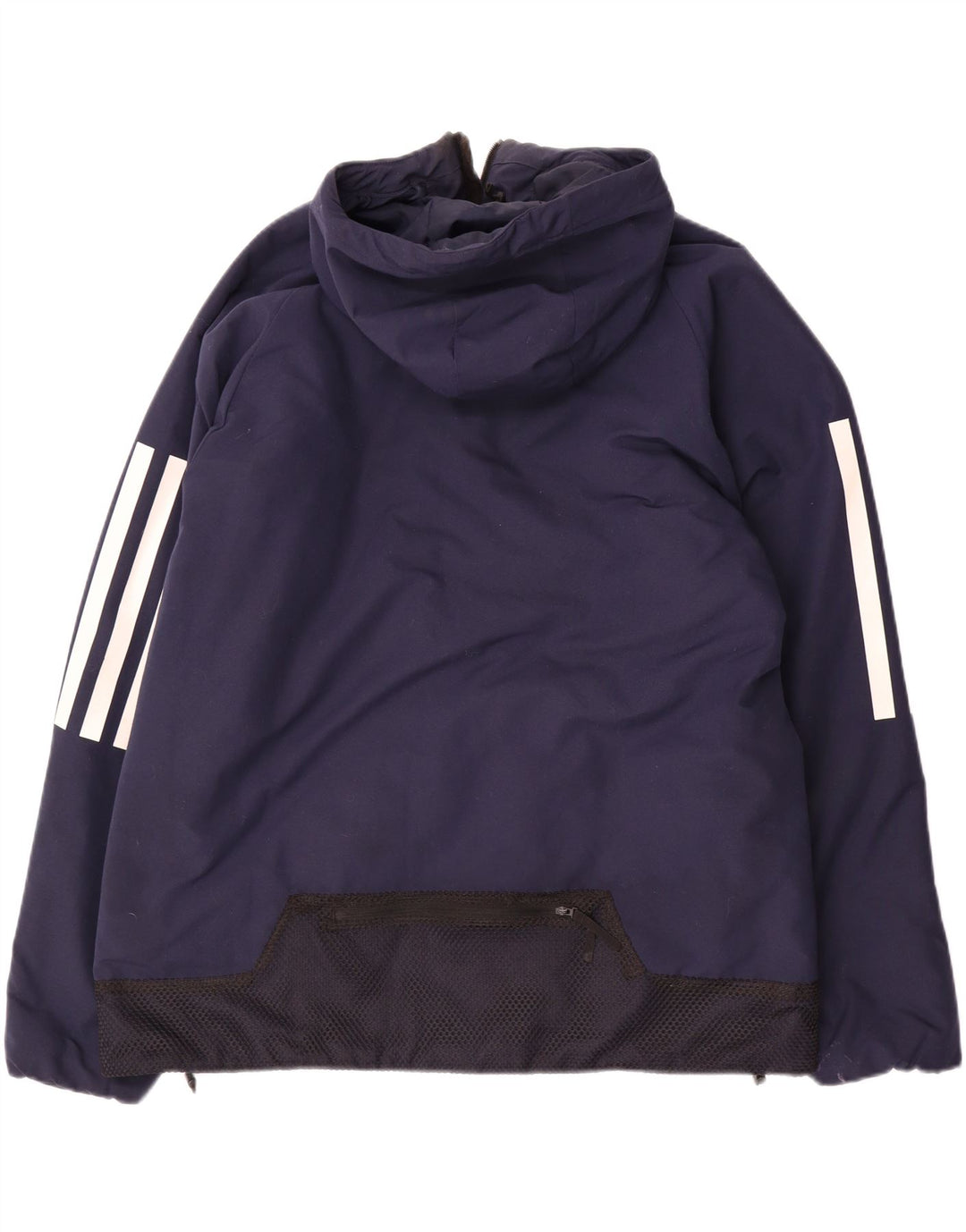 Giacca a vento con cappuccio da uomo Adidas UK 40 Large in poliestere blu navy