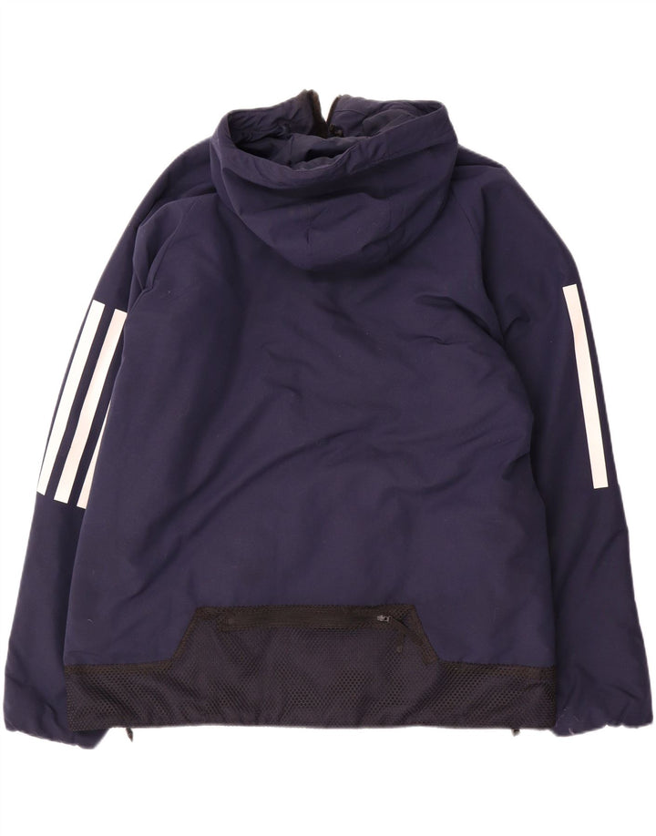 Giacca a vento con cappuccio da uomo Adidas UK 40 Large in poliestere blu navy
