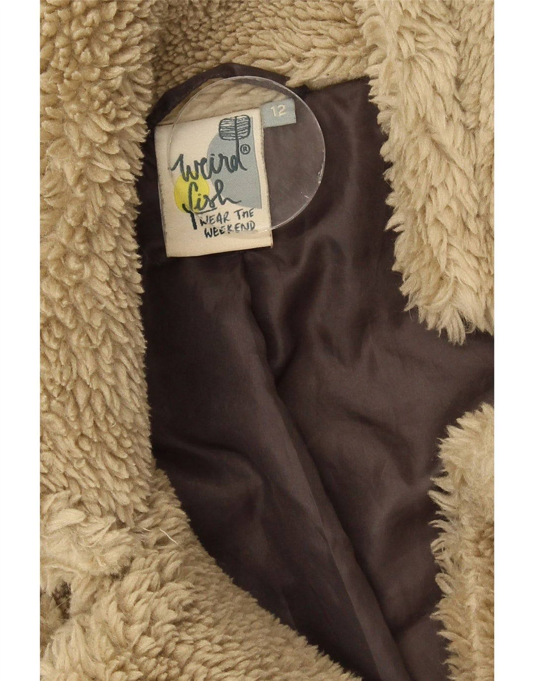 Giacca Sherpa da donna con orsacchiotto Weird Fish UK 12 Poliestere beige medio
