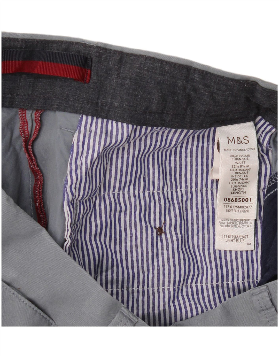 Pantaloni da abito dritti da uomo Marks & Spencer W32 L29 cotone blu