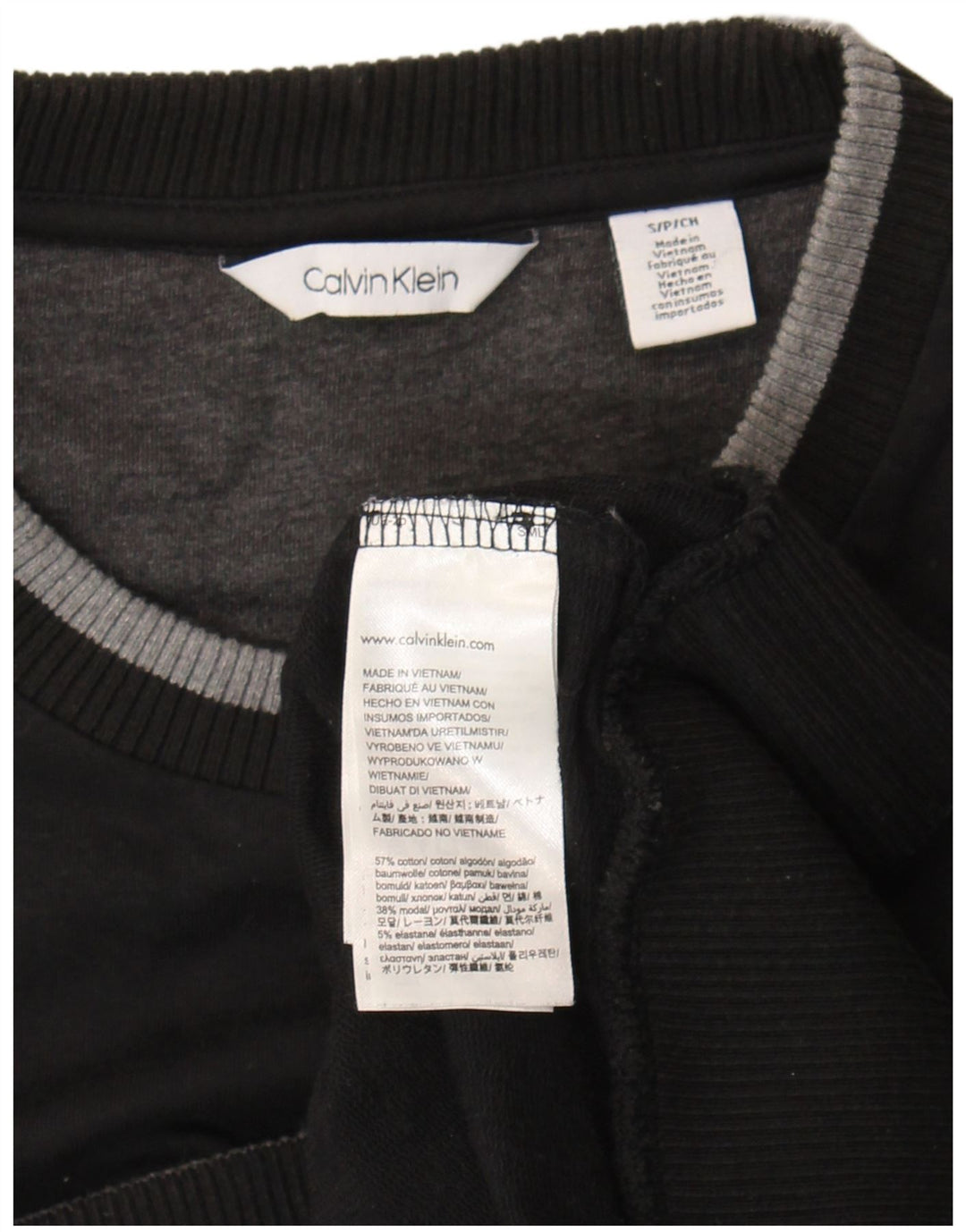 Maglione maglione girocollo da uomo Calvin Klein piccolo cotone nero