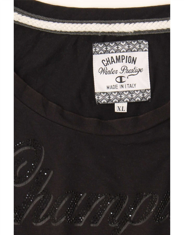 Top grafico da donna a maniche lunghe Champion UK 18 XL Nero