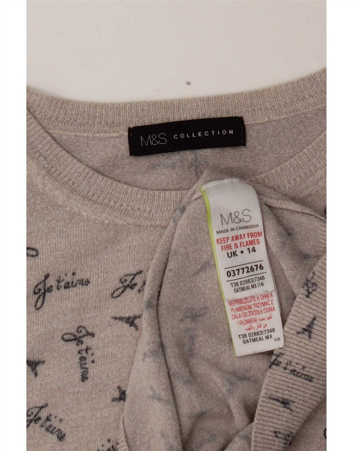 Maglione con scollo a barca con grafica da donna Marks & Spencer UK 14 Grigio medio