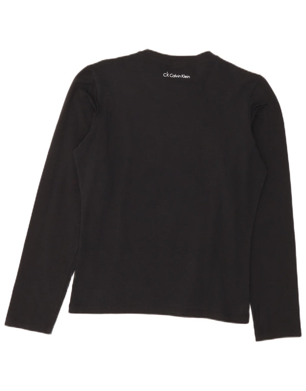 Top grafico da donna Calvin Klein manica lunga UK 20 2XL cotone nero