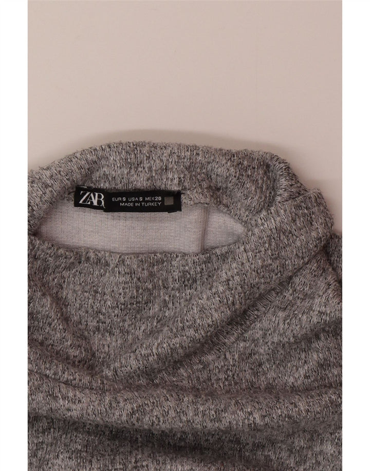 Felpa Zara Da Donna Maglione UK 10 Small Grigio Chiazzato