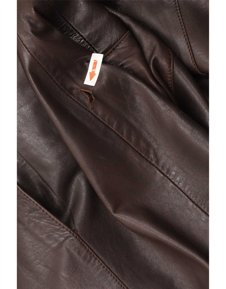 Cappotto in pelle vintage da donna UK 16 grande marrone
