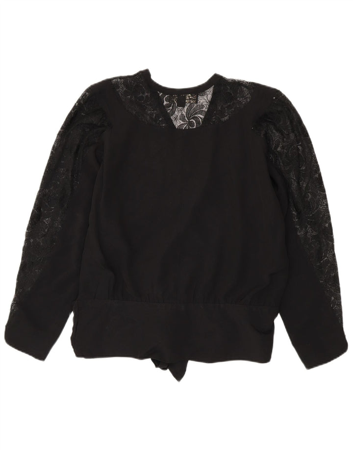 Top camicetta a maniche lunghe da donna di qualità superiore EU 40 viscosa nera media