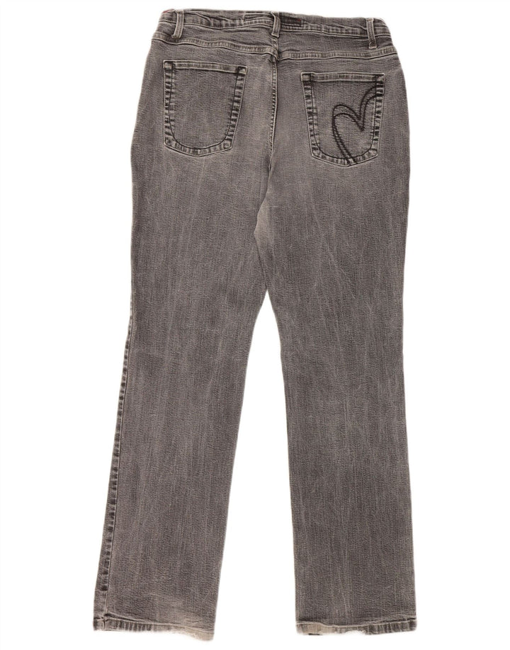 MARKS & SPENCER Jeans dritti elasticizzati da donna UK 16 Large W32 L30 Grigio