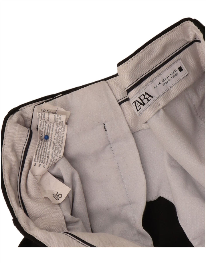 Pantaloni da abito slim da uomo Zara EU 40 medio W31 L27 poliestere nero
