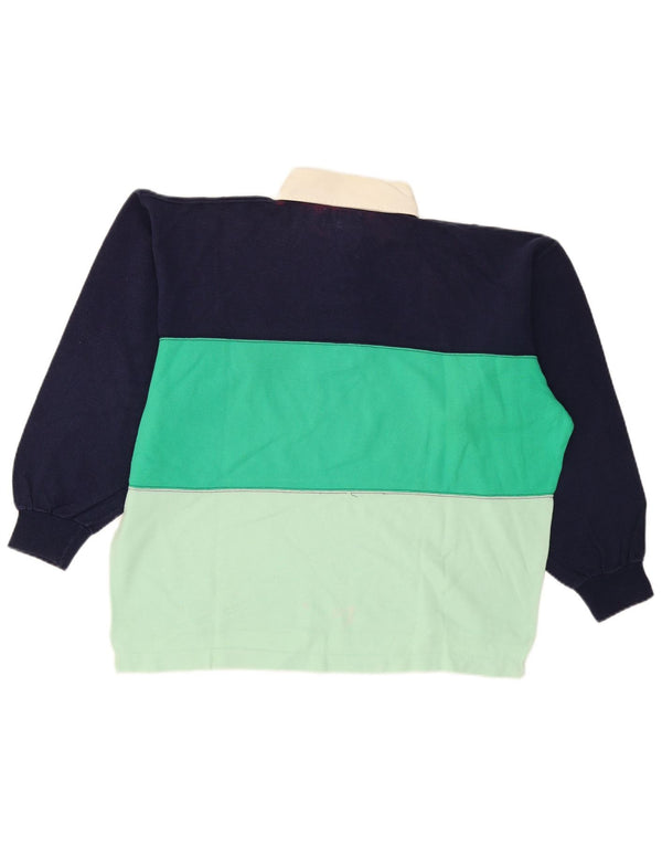 Felpa vintage da uomo con collo alto, maglione grande, multicolore, color block