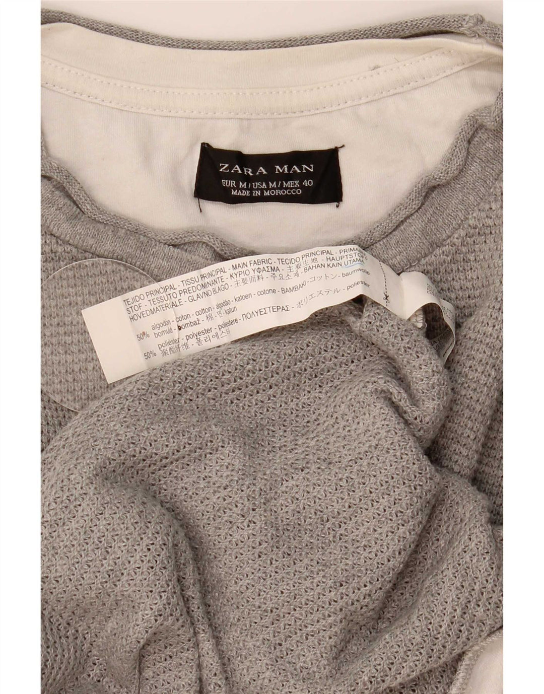 T-shirt Zara da uomo Top in cotone grigio medio