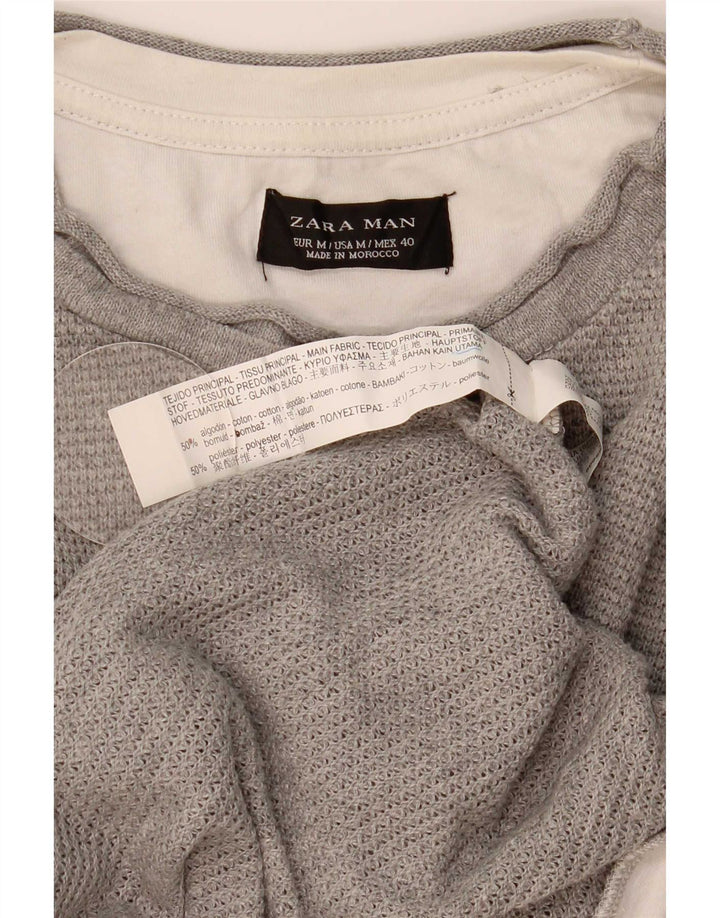 T-shirt Zara da uomo Top in cotone grigio medio