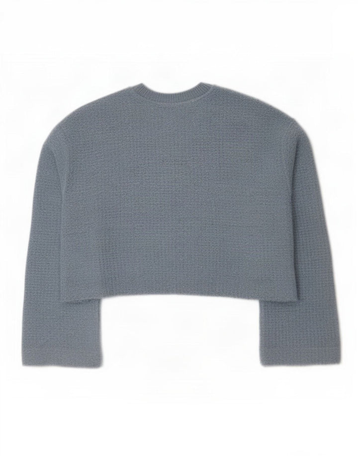 Maglione corto girocollo da donna Zara UK 14 Poliestere blu medio