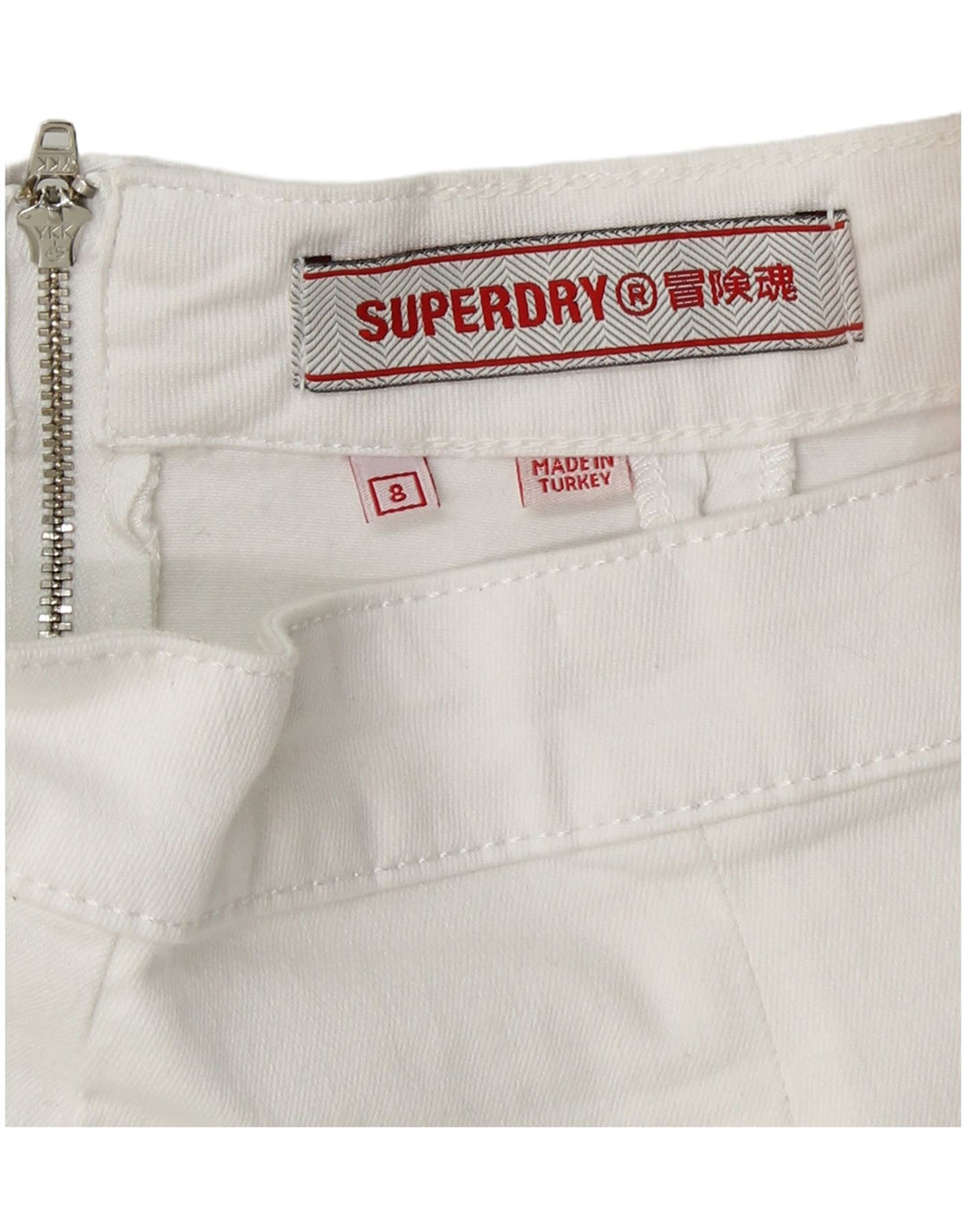 Minigonna da donna SUPERDRY UK 8 piccola W26 cotone bianco