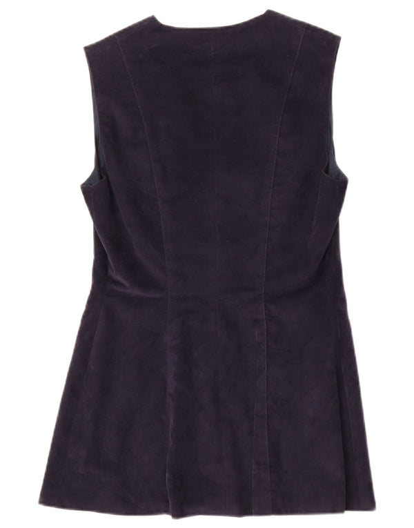 Gilet lungo da donna vintage UK 10 piccolo blu navy