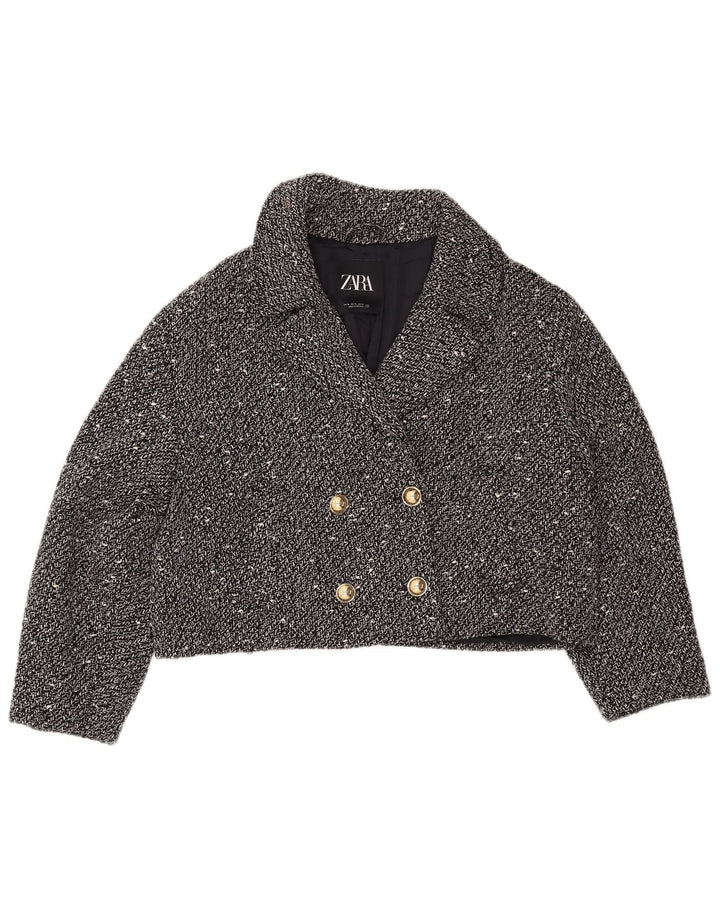 Giacca blazer corta oversize da donna ZARA UK 18 XL nera screziata