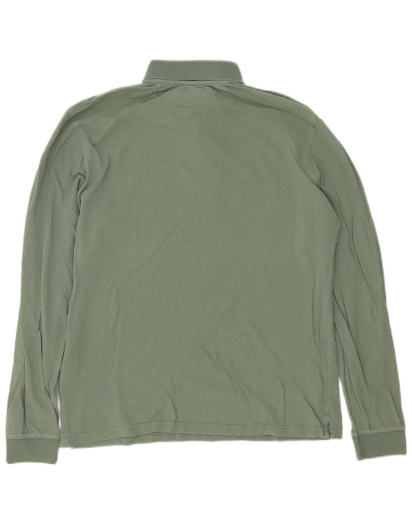 Polo da uomo a maniche lunghe, vestibilità casual, Massimo Dutti, grande, in cotone verde