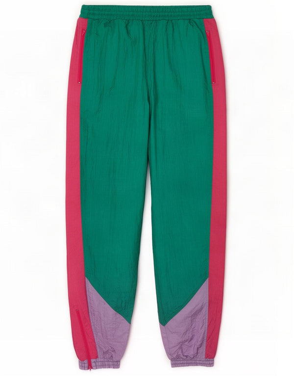Vintage Pantaloni da tuta da donna Joggers Large Green Colourblock Retro