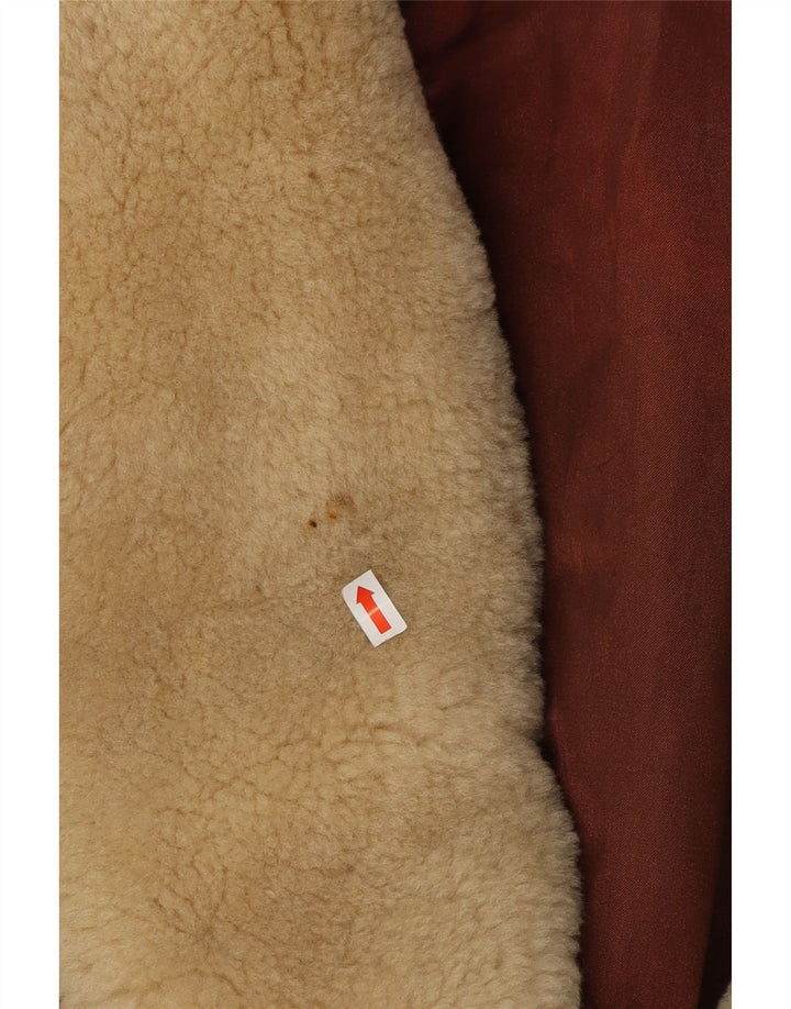 ST MICHAEL Giacca corta doppiopetto da donna UK 18 XL Pelle marrone