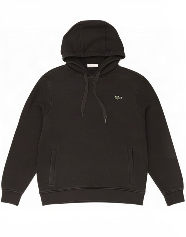 Felpa con cappuccio da uomo Lacoste taglia 4 media in cotone nero