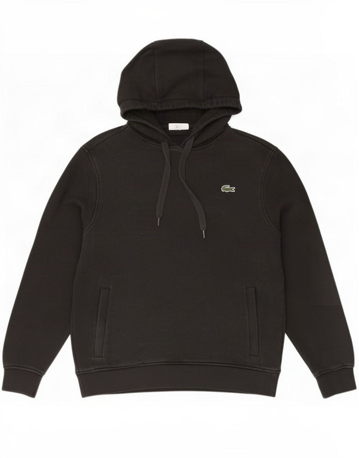Felpa con cappuccio da uomo Lacoste taglia 4 media in cotone nero