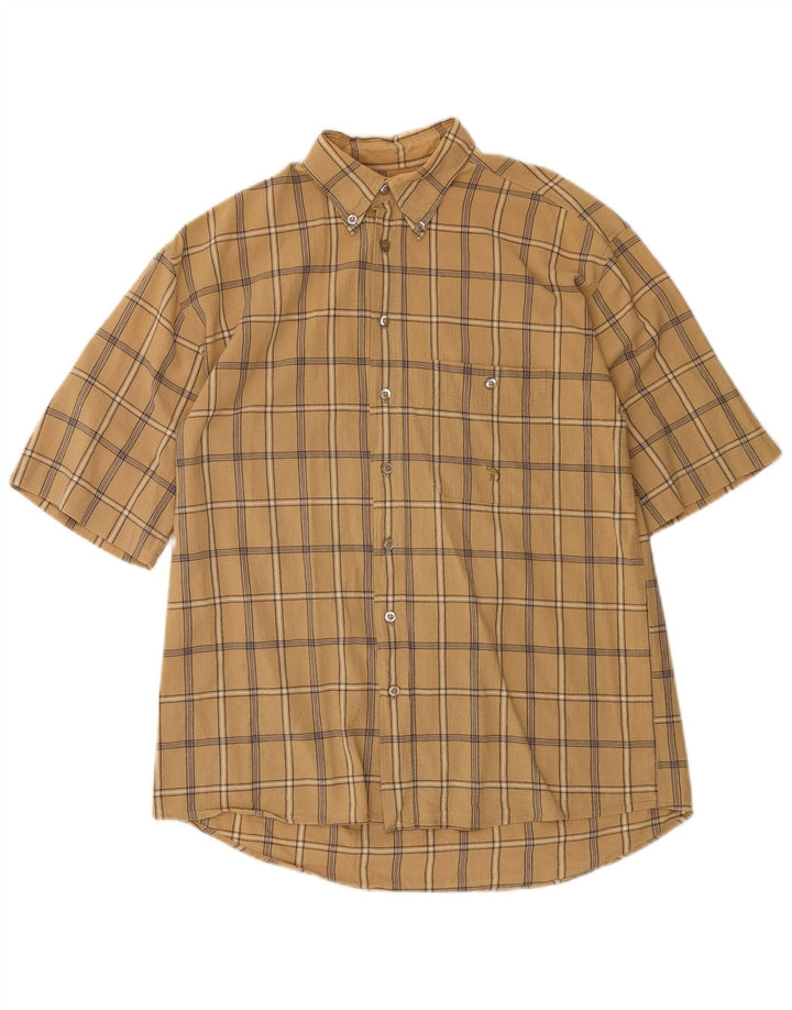 CAMEL Camicia a maniche corte da uomo a quadri beige piccolo