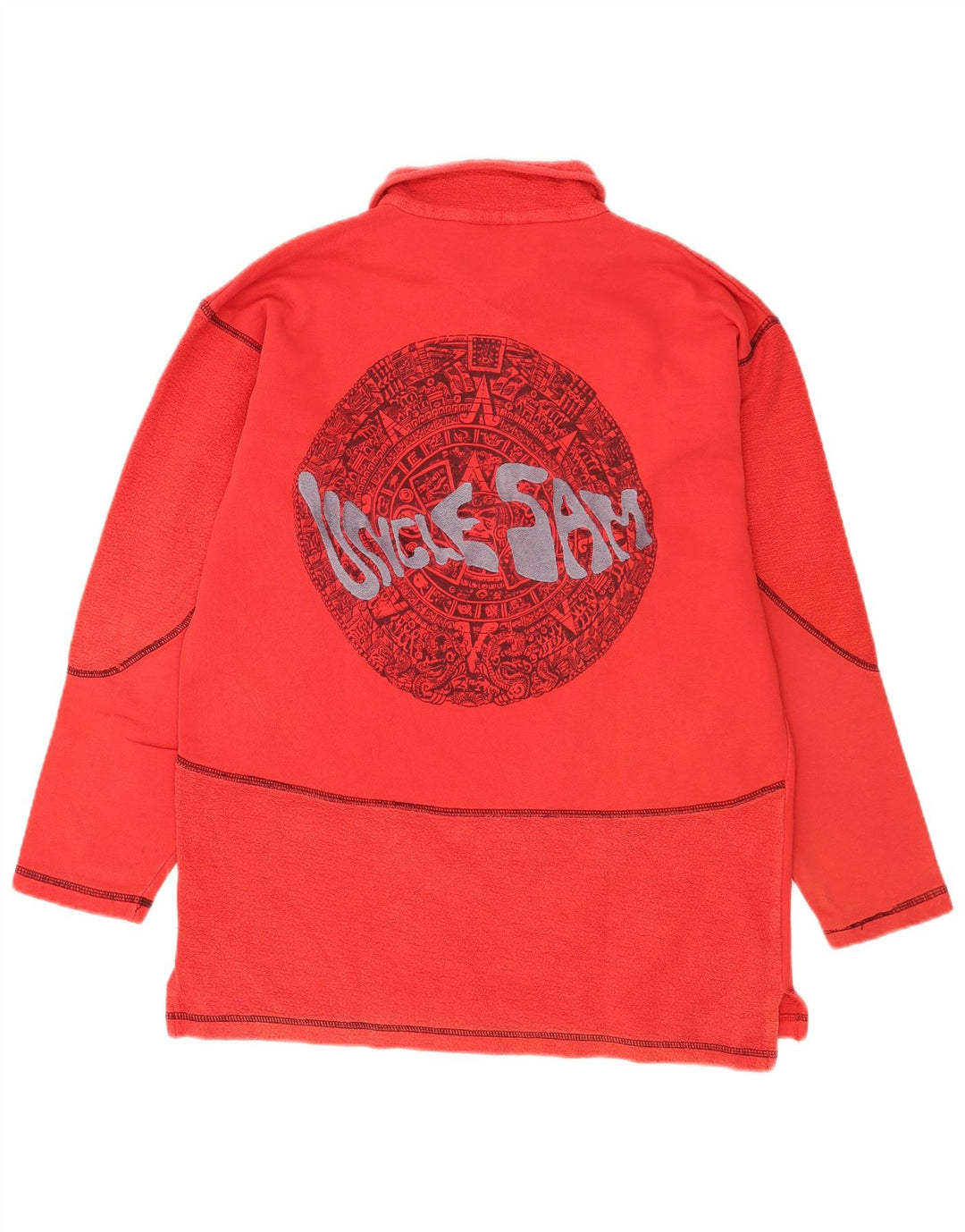 Felpa con collo alto con grafica da uomo di Zio Sam, maglione grande, cotone rosso