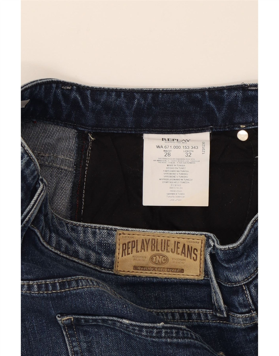 REPLAY Womens High Rise Straight Jeans W28 L32 Blue Vintage Replay and Second-Hand Replay from Messina Hembry 