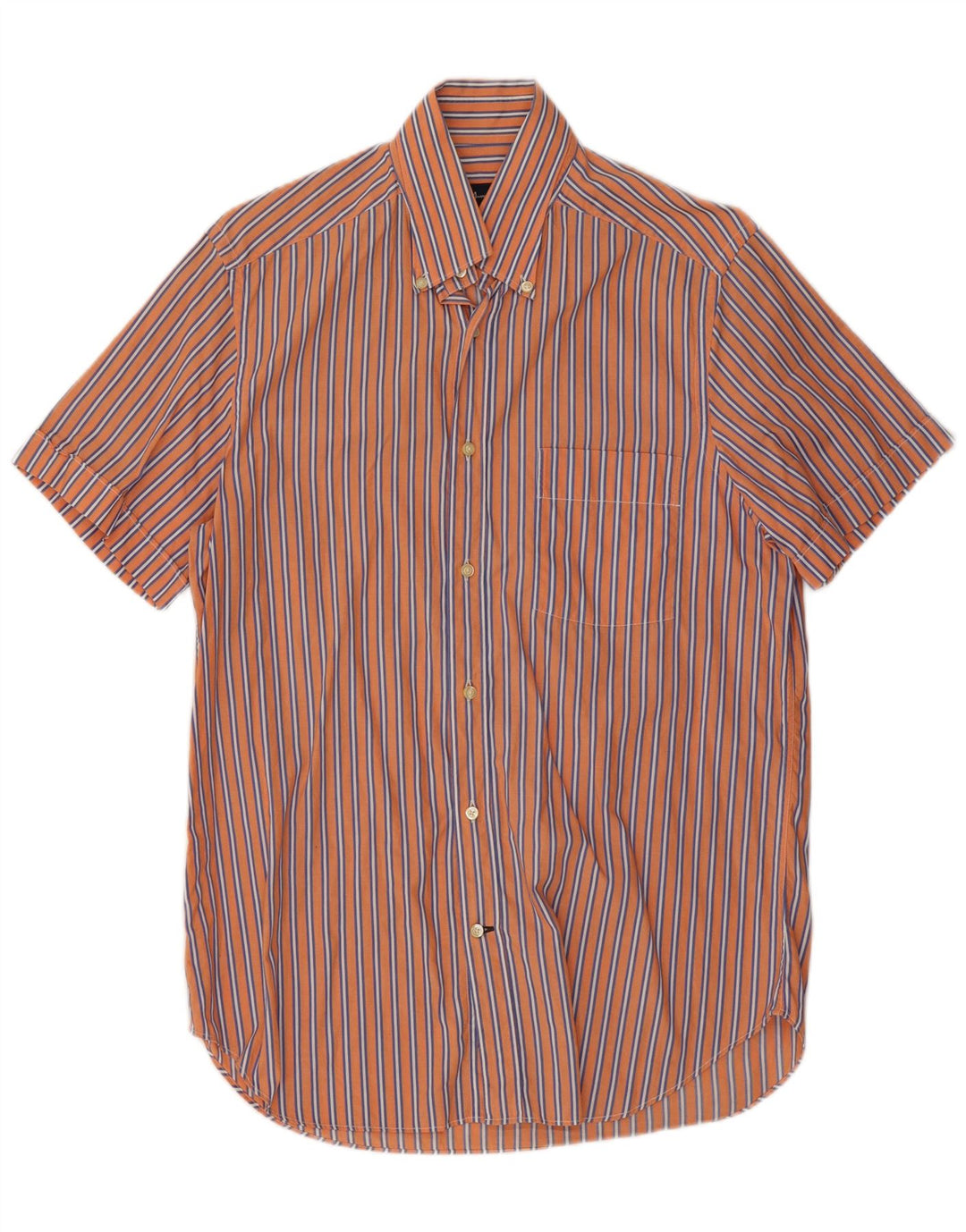 Camicia da uomo a maniche corte Massimo Dutti in cotone a righe arancione medio