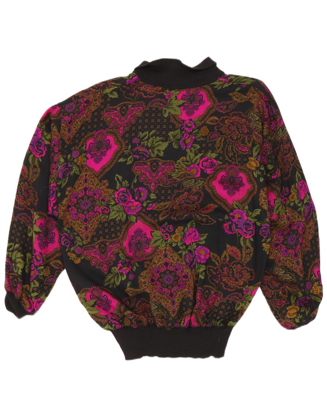 Camicetta camicia da donna vintage IT 42 Lino floreale nero medio