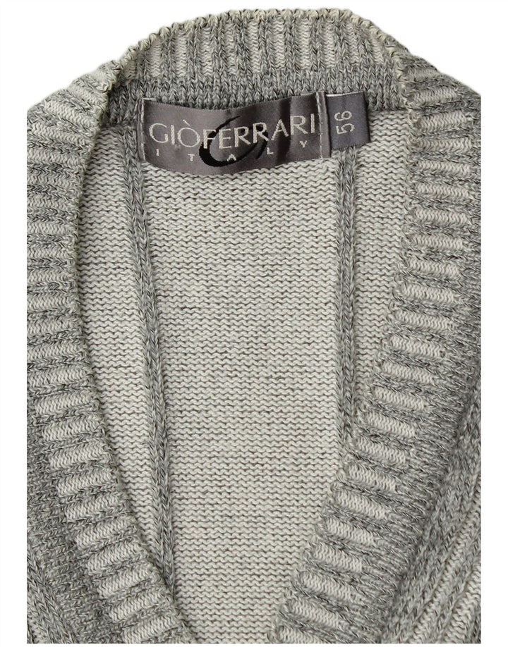 Gioferrari Maglia Cardigan Uomo IT 56 XL Cotone Rigato Grigio