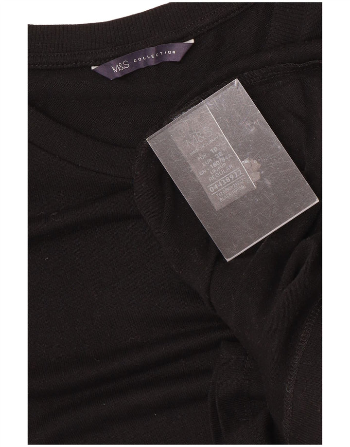 MARKS & SPENCER Abito tubino con maniche a 3/4 da donna UK 10 Piccolo poliestere nero