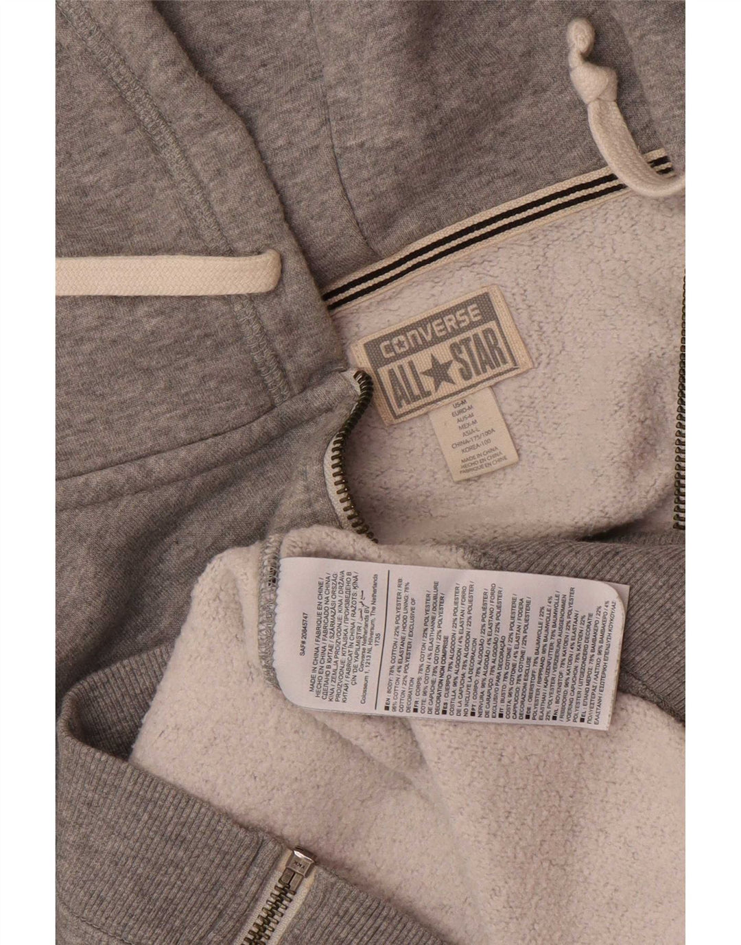 Maglione con cappuccio e zip Converse da uomo Chuck Taylor in cotone chiazzato grigio medio