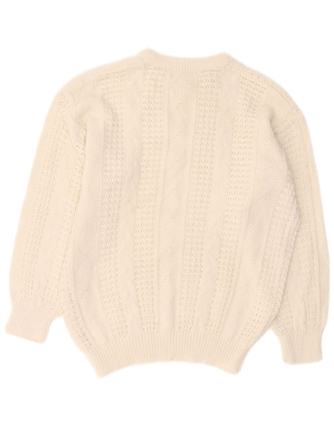 Maglione maglione girocollo oversize da donna VINTAGE UK 10/12 Bianco medio