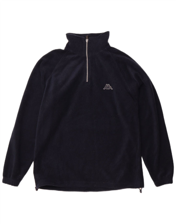 Maglione in pile da uomo Kappa con zip e collo medio in poliestere blu navy