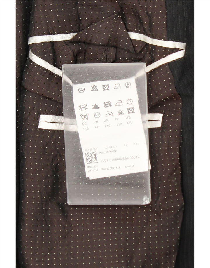 Giacca blazer da uomo a 2 bottoni Hugo Boss UK 44 2XL Lana gessata nera