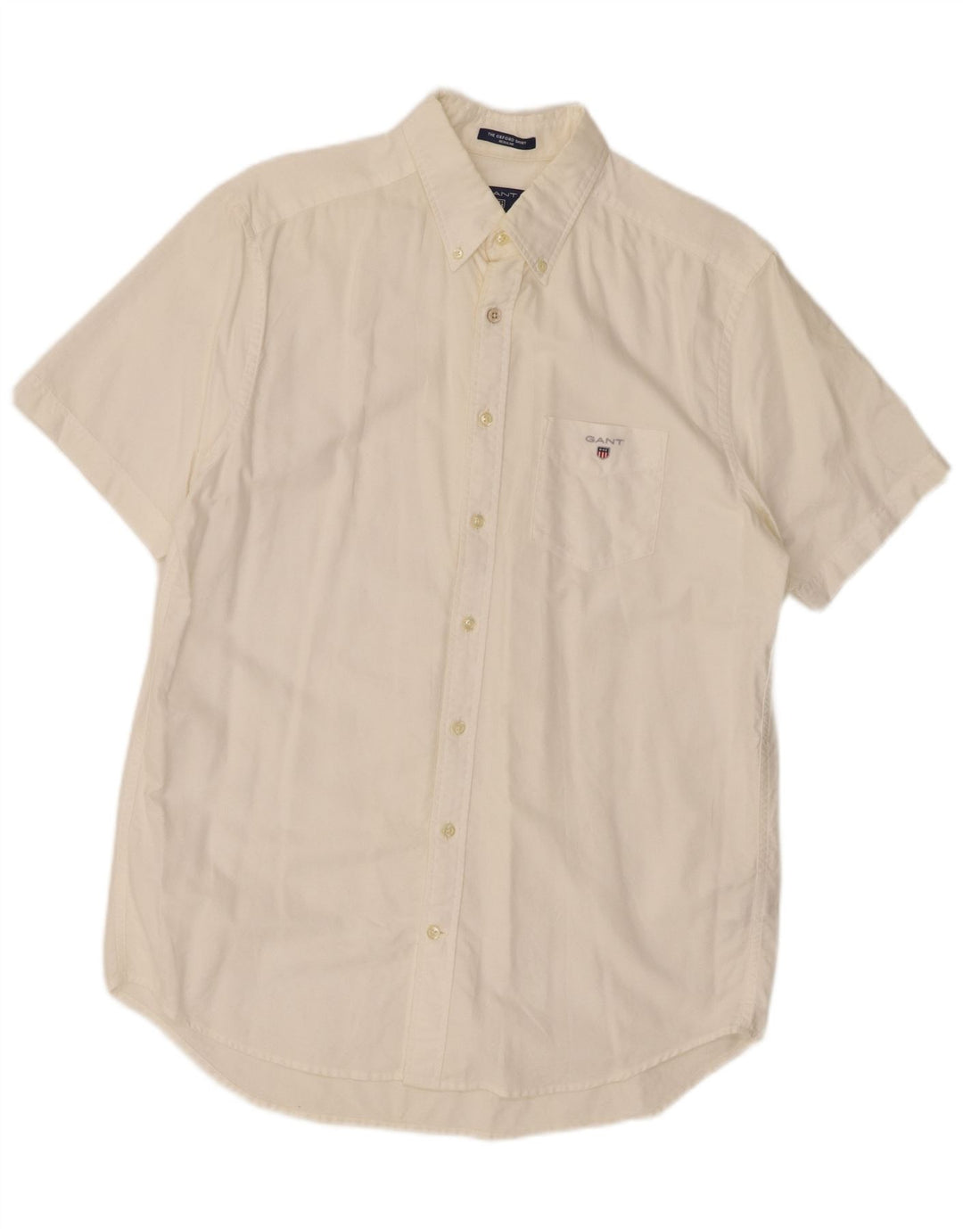 Gant Camicia da uomo a maniche corte vestibilità regolare taglia 39/40 15 3/4 medio bianco