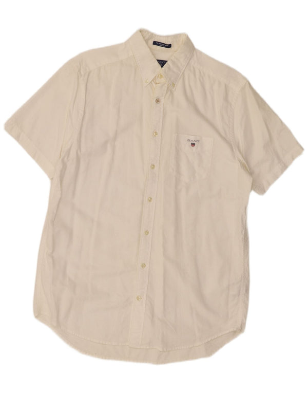Gant Camicia da uomo a maniche corte vestibilità regolare taglia 39/40 15 3/4 medio bianco