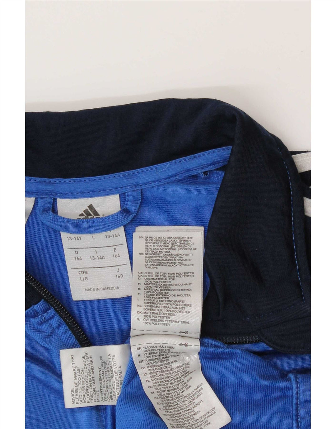 Giacca da tuta da ragazzo Adidas 13-14 anni in poliestere color block blu