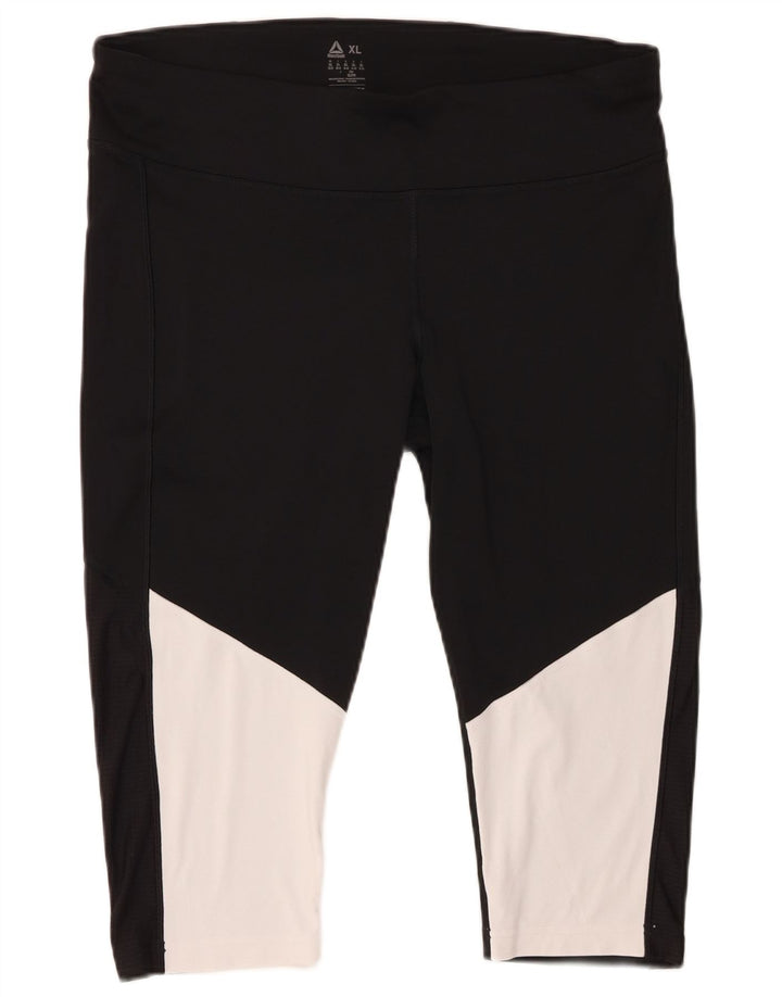 Leggings Capri REEBOK da donna UK 20/22 XL Poliestere color block nero