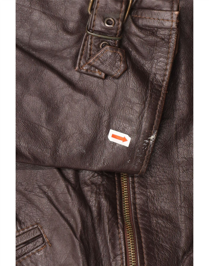 Giacca in pelle da uomo VINTAGE UK 42 XL in pelle marrone