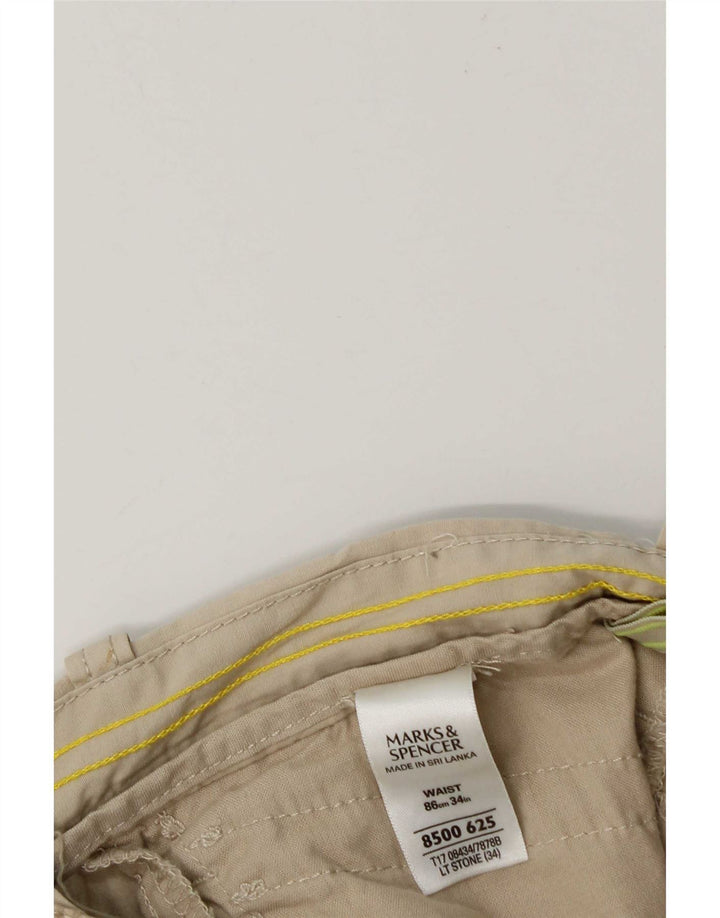 Bermuda cargo da uomo Marks & Spencer W34 Large in cotone beige